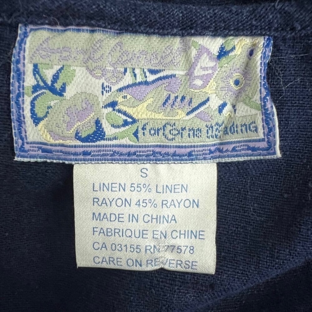 April Cornell Linen Blend Sleeveless Navy Blue Womens Maxi Denim Dress Sz Small - Picture 2 of 9